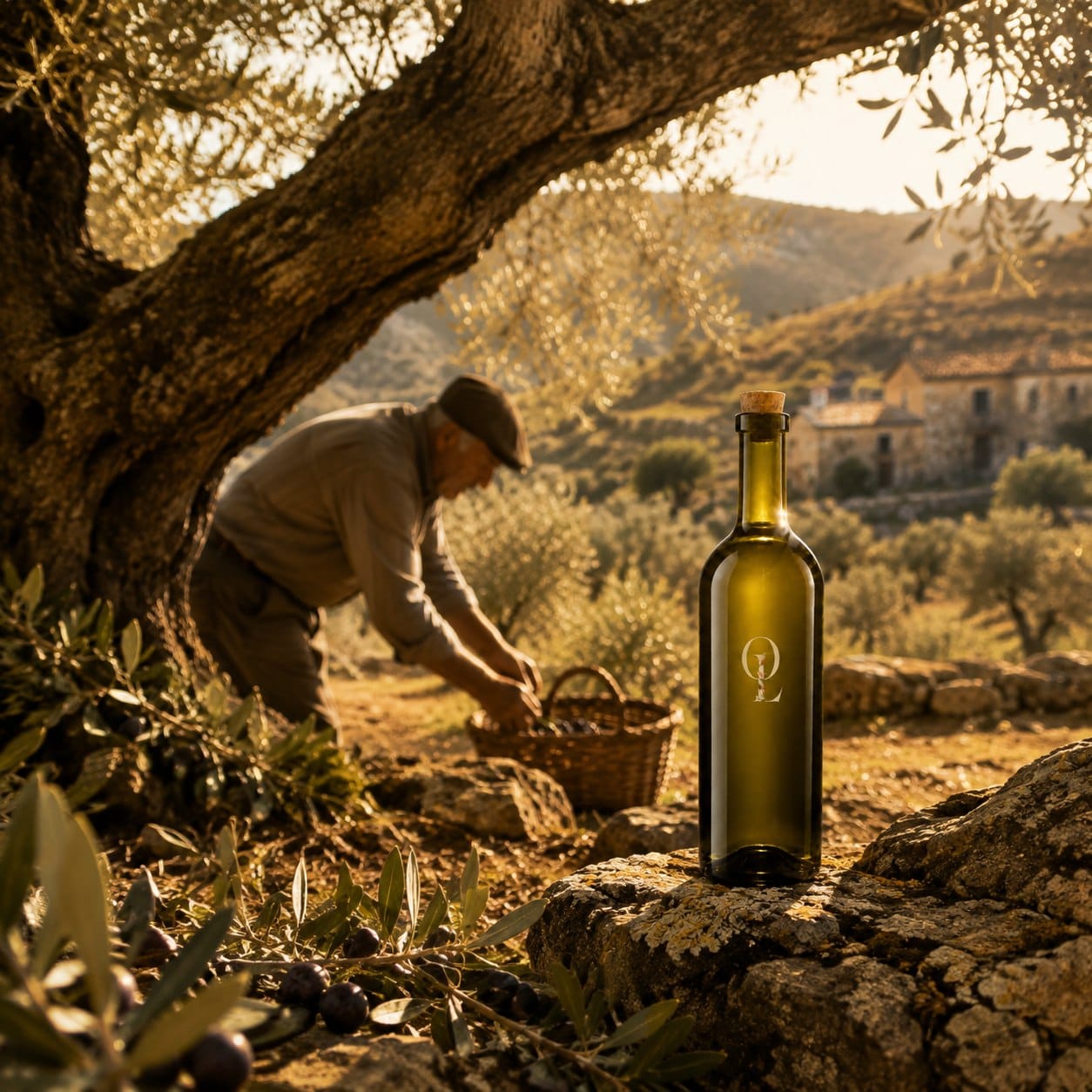 Récolte des olives sous un olivier centenaire, Trás-os-Montes